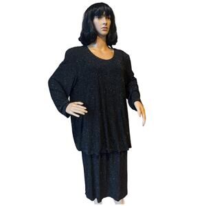 Formal Onyx Nite black pop over shimmering formal drop waist dress size 18